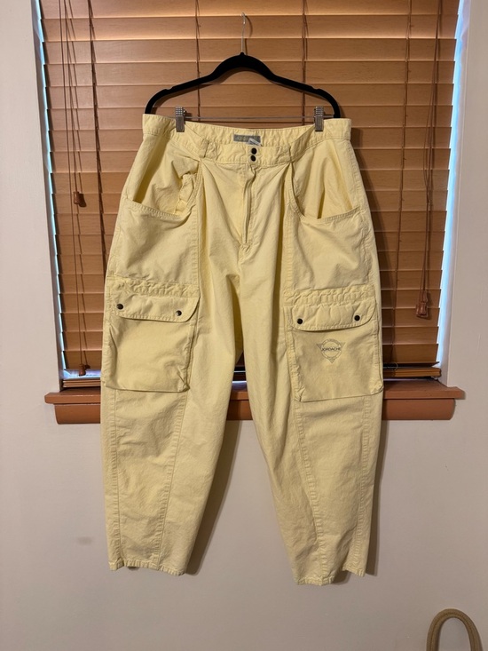 Jordache Pants - Vintage 90s Jordache Butter Yellow Utility Field Pants - High Waist Cotton Twill